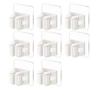 DALAETUS 8 Piezas Colgador de Escobas y Fregonas, Soporte Escobas Pared Autoadhesivo, No Requiere Perforación, Soporte Escobas Pared Blanco Autoadhesivo para Garaje Cocina Jardín Baño