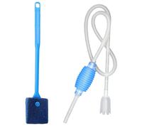 DALAETUS Kit de Limpieza para Acuario, Incluye Accesorio Limpiafondos Acuario, Sifón Limpieza Pecera con Filtro y Cepillo Azul, Sifón Grava para Pecera y Cambio de Agua al Vacío