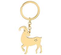 DALANE Acero Inoxidable Llaveros Cabra Oveja Billetera Animales Dijes Joyería Regalos para Mujeres Niñas Decoración Bolsos (Chapado en Oro 18K)