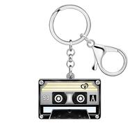 DALANE Acrílico Creativo 80s 90s Cinta de Cassette Retro Llavero para Mujeres Chicas Amantes de la Música Joyería para el coche Llaves del bolso Charms (Gris)