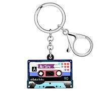 DALANE Acrílico Creativo 80s 90s Cinta de Cassette Retro Llavero para Mujeres Chicas Amantes de la Música Joyería para el coche Llaves del bolso Charms (Azul marino)