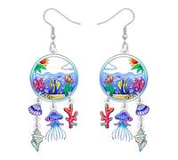 DALANE Acrílico Divertido Mundo Submarino Pendientes Colgantes Lindo Animal del Océano Concha de Mar Medusa Único Joyería de Verano Regalos de Playa para Mujeres Niñas Amantes de la Playa (Colorido)