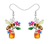 DALANE Acrílico Lindo Abeja Colgante Pendientes Divertido Tarro de Miel Abeja Pendientes Colgantes Insecto Bug Primavera Verano Joyería Accesorios Abeja Regalos para Mujeres Niñas Charms (Multicolor)