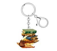 DALANE Acrílico Vintage libro llavero amante de los libros regalos para amantes de los libros damas ratones de biblioteca lectores bolsa colgante coche llavero accesorios, verde claro, M