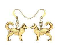 DALANE Aleación Antiguo Oro Plateado Husky Siberiano Perro Pendientes Colgante Mascotas Joyería para Mujeres Niñas (Chapado en Oro Antiguo A)