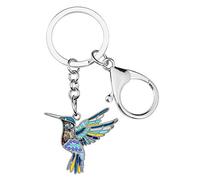 DALANE Aleación de Esmalte Colibrí Llaveros Pájaros Bolsa Coche Llavero Joyería para Mujeres Niñas Charms Regalos (Plateado Azul)