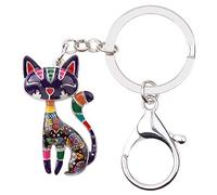 DALANE Aleación de Esmalte Dulce Gato Llaveros Gatito Coche Llaveros Mascotas Joyería Regalos para Mujeres Niñas Monedero Charms (Violeta)