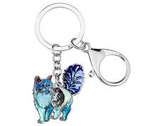 DALANE Aleación de Esmalte Dulce Gato Llaveros Gatito Coche Llaveros Mascotas Joyería Regalos para Mujeres Niñas Monedero Charms (Azul)