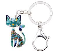 DALANE Aleación de Esmalte Dulce Gato Llaveros Gatito Coche Llaveros Mascotas Joyería Regalos para Mujeres Niñas Monedero Charms (Marino)