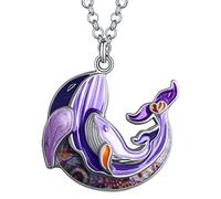 DALANE Aleación de Esmalte Lindo Collar de Ballena Colgante de Pescado del Océano Joyería del Día de la Madre Regalos para Mujeres Niñas Decoración (Morado)