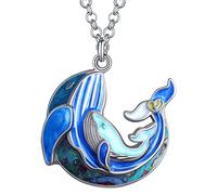 DALANE Aleación de Esmalte Lindo Collar de Ballena Colgante de Pescado del Océano Joyería del Día de la Madre Regalos para Mujeres Niñas Decoración (Azul)