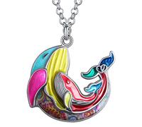DALANE Aleación de Esmalte Lindo Collar de Ballena Colgante de Pescado del Océano Joyería del Día de la Madre Regalos para Mujeres Niñas Decoración (Multi)