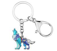 DALANE Aleación de Esmalte Novedad Lobo Llaveros Coche Puro Joyería Regalos para Mujeres Niñas Niños Monedero Charms (Azul)