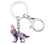 DALANE Aleación de Esmalte Novedad Lobo Llaveros Coche Puro Joyería Regalos para Mujeres Niñas Niños Monedero Charms (Morado)