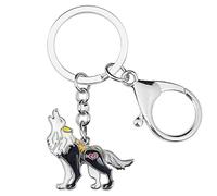 DALANE Aleación de Esmalte Novedad Lobo Llaveros Coche Puro Joyería Regalos para Mujeres Niñas Niños Monedero Charms (Negro)