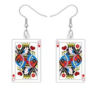 DALANE Bonitos aretes colgantes de tarjeta de póquer, acrílico rey de corazones, espadas, regalos para mujeres, casino de juego, noche de casino, viaje a Las Vegas, accesorios de joyería, Medio