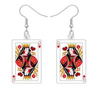 DALANE Bonitos aretes colgantes de tarjeta de póquer, acrílico rey de corazones, espadas, regalos para mujeres, casino de juego, noche de casino, viaje a Las Vegas, accesorios de joyería, Medio