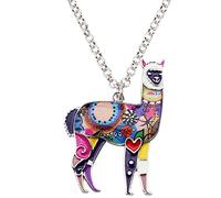 DALANE Collar de alpaca divertido de aleación de esmalte, colgante de ovejas, animales, joyería de encantos, regalos para mujeres y niñas y niños, 44mm x 33mm, Zinc, No es una piedra preciosa
