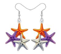 DALANE Colorido acrílico estrella de mar gota pendientes Colgante Diseño de animales del océano Declaración Joyería de playa Regalos para mujeres Niñas Amantes de la playa Encantos (Multicolor)