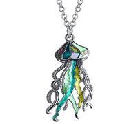 DALANE Esmalte de Aleación Medusas Lindo Collar Vida Del Océano Colgante Joyería para Mujeres Niñas Encantos Regalos (Verde)