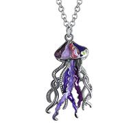 DALANE Esmalte de Aleación Medusas Lindo Collar Vida Del Océano Colgante Joyería para Mujeres Niñas Encantos Regalos (Morado)