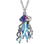 DALANE Esmalte de Aleación Medusas Lindo Collar Vida Del Océano Colgante Joyería para Mujeres Niñas Encantos Regalos (Azul)