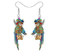 DALANE Halloween Novedad Acrílico Cráneo Pirata Guacamayo Loro Pendientes Colgante Calabaza Pájaros Joyería Regalos para Mujeres Niñas Fiesta Favores (Rosa)