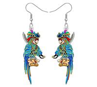 DALANE Halloween Novedad Acrílico Cráneo Pirata Guacamayo Loro Pendientes Colgante Calabaza Pájaros Joyería Regalos para Mujeres Niñas Fiesta Favores (Marina)