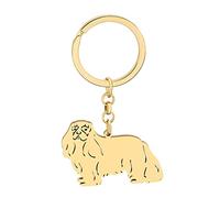 DALANE Llaveros Acero Inoxidable lindas Razas Perros Cachorro Pug Chihuahua Llavero Perro Mascotas Joyería Regalos para Mujeres Niñas (Cavalier King Charles Spaniel bañado en oro)