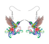 DALANE Pendientes colgantes de acrílico divertidos para mujer, diseño de colibrí, bonitos aretes colgantes de pájaros, joyería hipoalergénica para amantes de los pájaros de primavera, dijes de fiesta