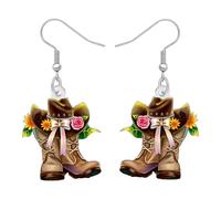 DALANE Pendientes colgantes de acrílico para mujer, diseño de sombrero de vaquera occidental, regalos para mujeres, festival de música country, girasol, rosa, tulipán, patrones, rodeo, fiesta, bohemio