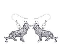 DALANE Zinc Aleación Pendientes Perro Pastor Alemán Colgante Mascotas Joyería Cachorro Regalos para Mujeres (Plateado Antiguo)
