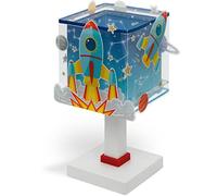 Dalber Lámpara de mesa o mesilla infantil Rocket Cohete espacial, 63351, E14, 8W, Azul
