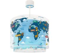 Dalber Lámpara De Techo Colgante Infantil Kids World Mapa Mundo Planeta Tierra, 40672M, E27, lámparas infantiles, habitación niños.