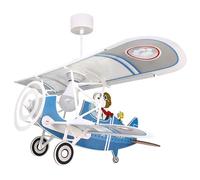 DALBER, Lámpara infanil de techo para niños, colgante avión Snoopy modelo 54302, E27-15W, azul, lámparas infantiles, luz segura e ideal para dormitorios infantiles.
