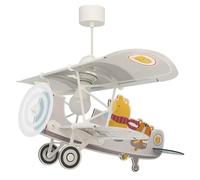 DALBER Lámpara infantil de techo colgante avión oso Teddy 54522, E27-15W, gris, lámparas infantiles, Habitación niños, brilla en la oscuridad