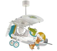 DALBER, Lámpara infantil de techo para niños, colgante avión Cocodrilo modelo 54542, E27-15W, blanco, lámparas infantiles, luz segura e ideal para dormitorios infantiles.