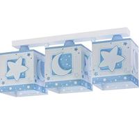 Dalber Lámpara Infantil Plafón Techo 3 Luces Moonlight Luna y Estrellas Azul, 15 W
