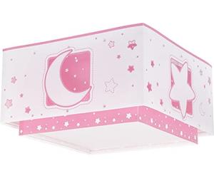 Dalber Lámpara plafón de techo infantil Moonlight Luna y Estrellas Rosa, plafones infantiles, 63236S, E27