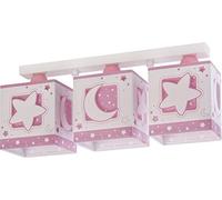 Dalber Lámpara Plafón Infantil 3 Luces Luna y Estrellas Rosa 63233NS E27