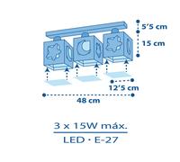 Dalber Moonlight plafón infantil 3 luces gris