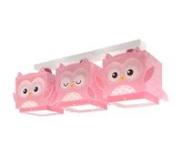 Dalber Plafón De Techo 3 Luces Infantil Little Pink Owl Búho Rosa