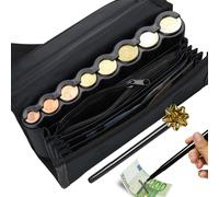 DALBUR®️ Cartera Dispensador de Monedas y Billetes + Bolígrafo Detector Billetes Falsos - Riñonera Camarero y Dispensador de Monedas para Taxi, Camareros, Vendedores (Negro + Riñonera)