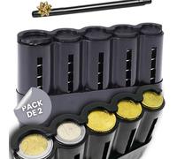 DALBUR® Pack de 2 Portamonedas + Bolígrafo Detector de Billetes Falsos - Clasificador de Monedas - Porta Monedas - Organizador Monedas - Portamonedas Taxi, Camarero (Negro + Portamonedas)