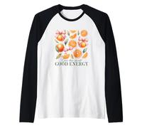 Dale a este mundo naranjas de buena energía Camiseta Manga Raglan
