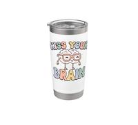 Dale un beso a tu cerebro, inspira, educa, genial, retro, vintage Vaso térmico de acero inoxidable de doble pared