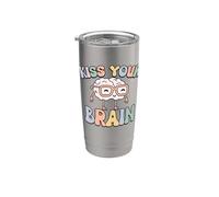 Dale un beso a tu cerebro, inspira, educa, genial, retro, vintage Vaso térmico de acero inoxidable de doble pared