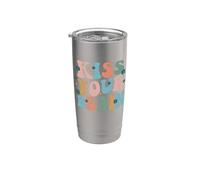 Dale un beso a tu cerebro, inspira, educa, genial, retro, vintage Vaso térmico de acero inoxidable de doble pared