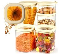 Dalena Home ® Set de 5 Tarros de Cristal con Tapa de Vidrio Borosilicato resistente + Etiquetas (1x 2000ml, 1x 1500ml, 2x 1000ml, 1x 500ml) - Botes Herméticos y Apilables - Botes Cocina Almacenaje