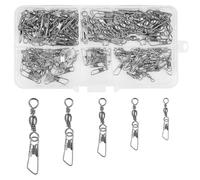 Dalephoric 100 Piezas Pesca Giratorio, Conectadores Emerillones Acero Carbono, 5 Tamaños, Giratorio de Pesca Accesorios, Emerillones Imperdibles, para Agua de Mar, Salada y Dulce